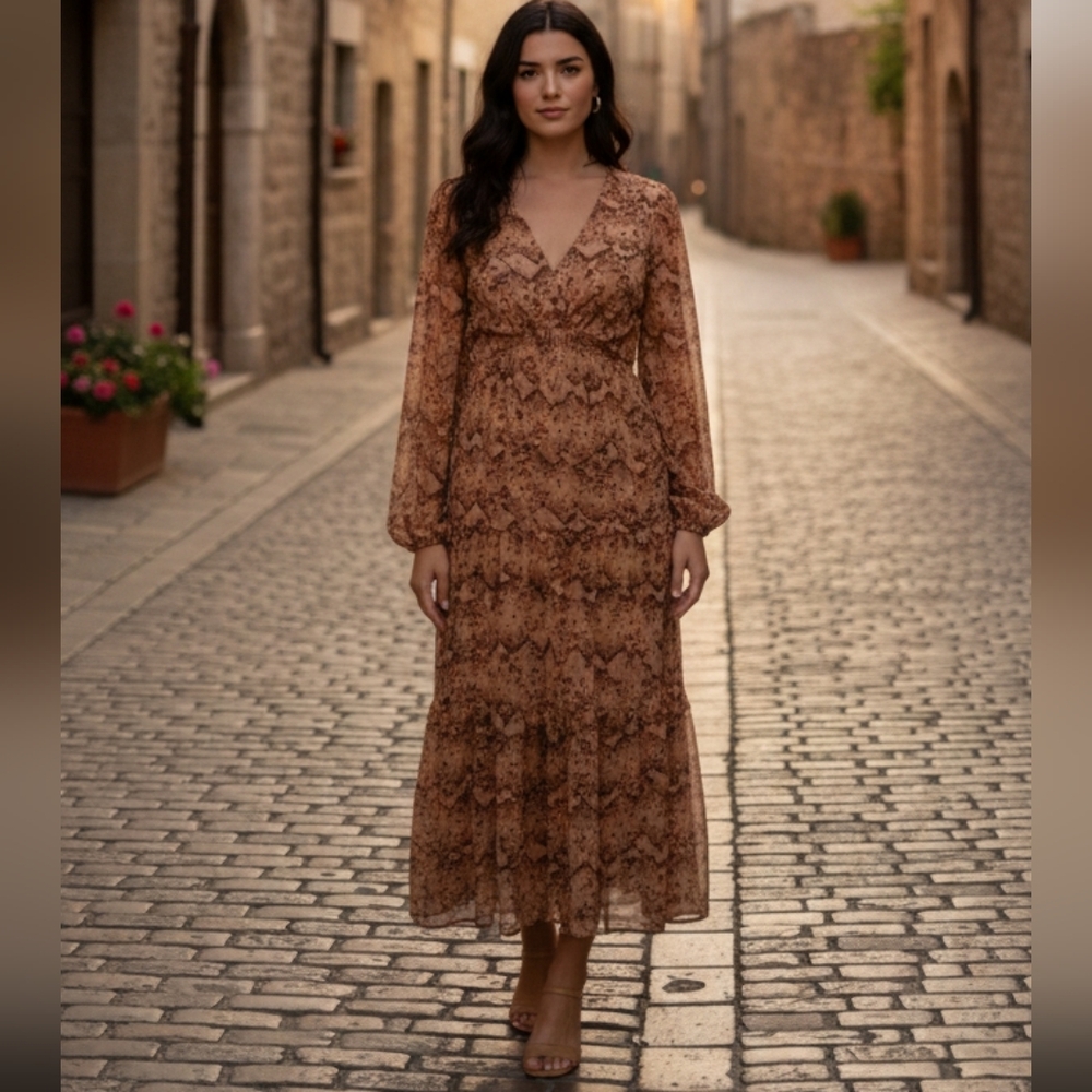 Sofia Jeans Women's Cutout Maxi Dress with Long Sleeves,